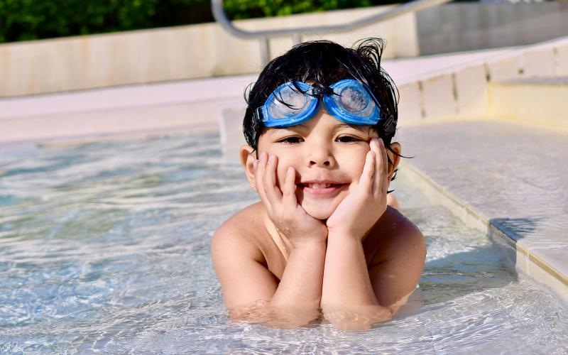 a child in a pool